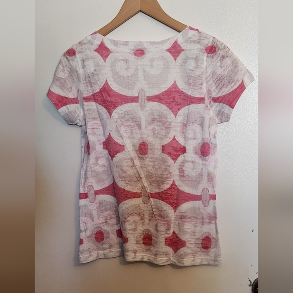 Stylish Pink and White Patterned Short Sleeve Top - Picture 5 of 5